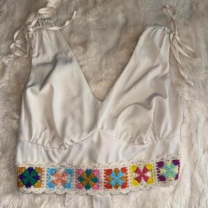 Embroidered cream top